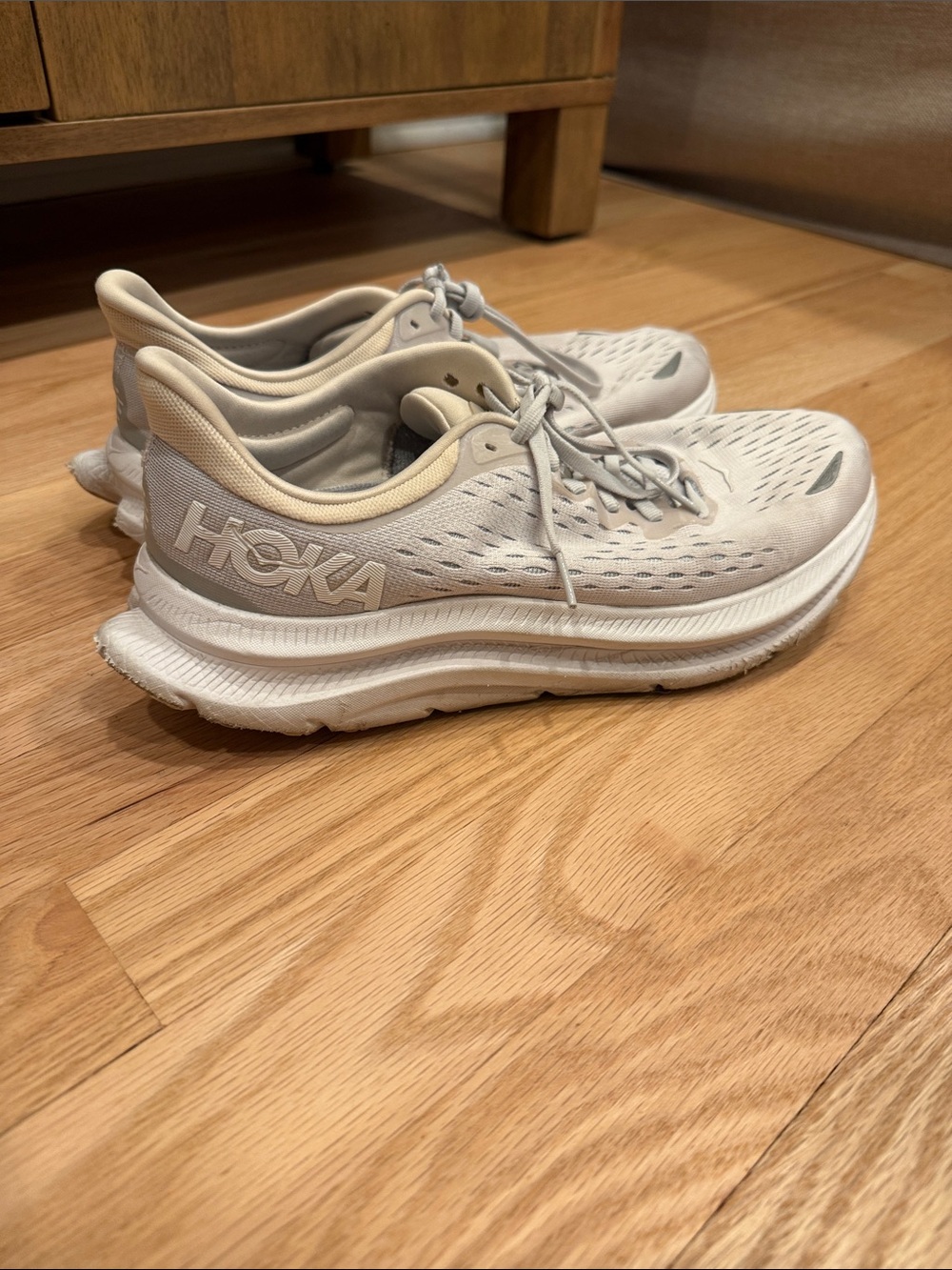 Hoka Women's Cream/Light Gray Neutral Running Shoes